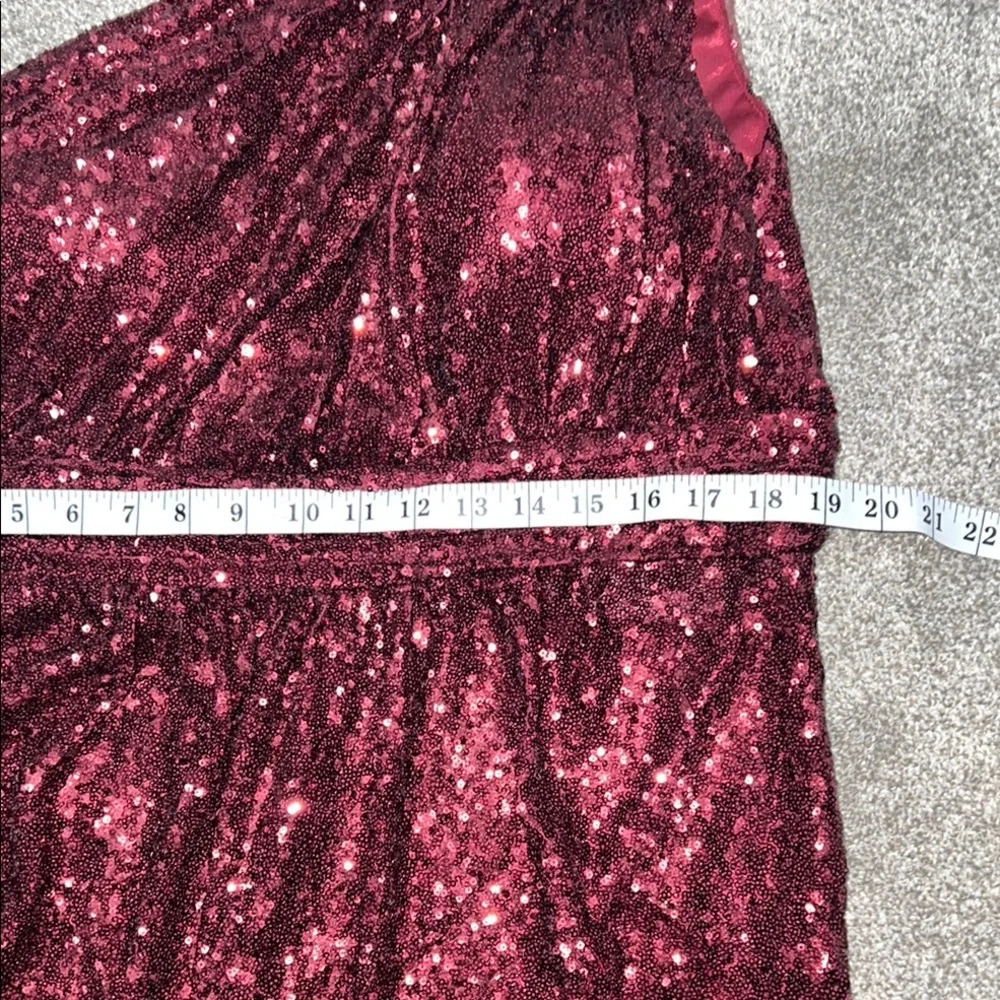 Revelry Red long deep evening dress One Shoulder SequiGown for Weddings zs 22 - Picture 9 of 16